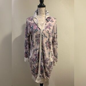 Cozy Floral Women's Long Hooded Cardigan